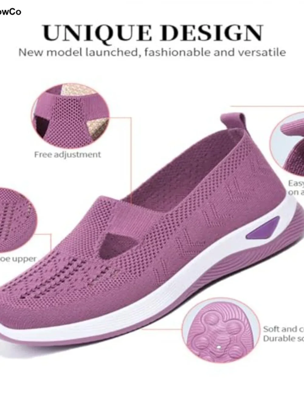 Women's Orthopedic Walking Shoes Arch Support Breathable Knit Slip-On Comfort